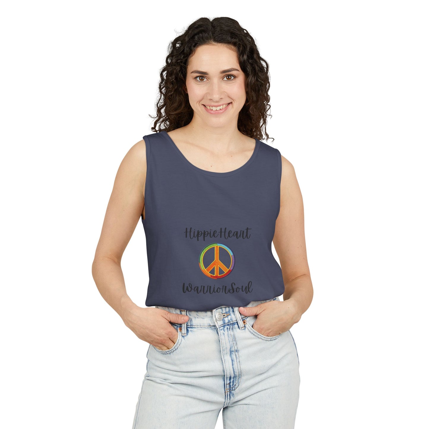 Hippie Heart Peace Tank Top, Unisex Summer Shirt, Boho Style Tee, Festival Wear, Gift for Peace Lovers