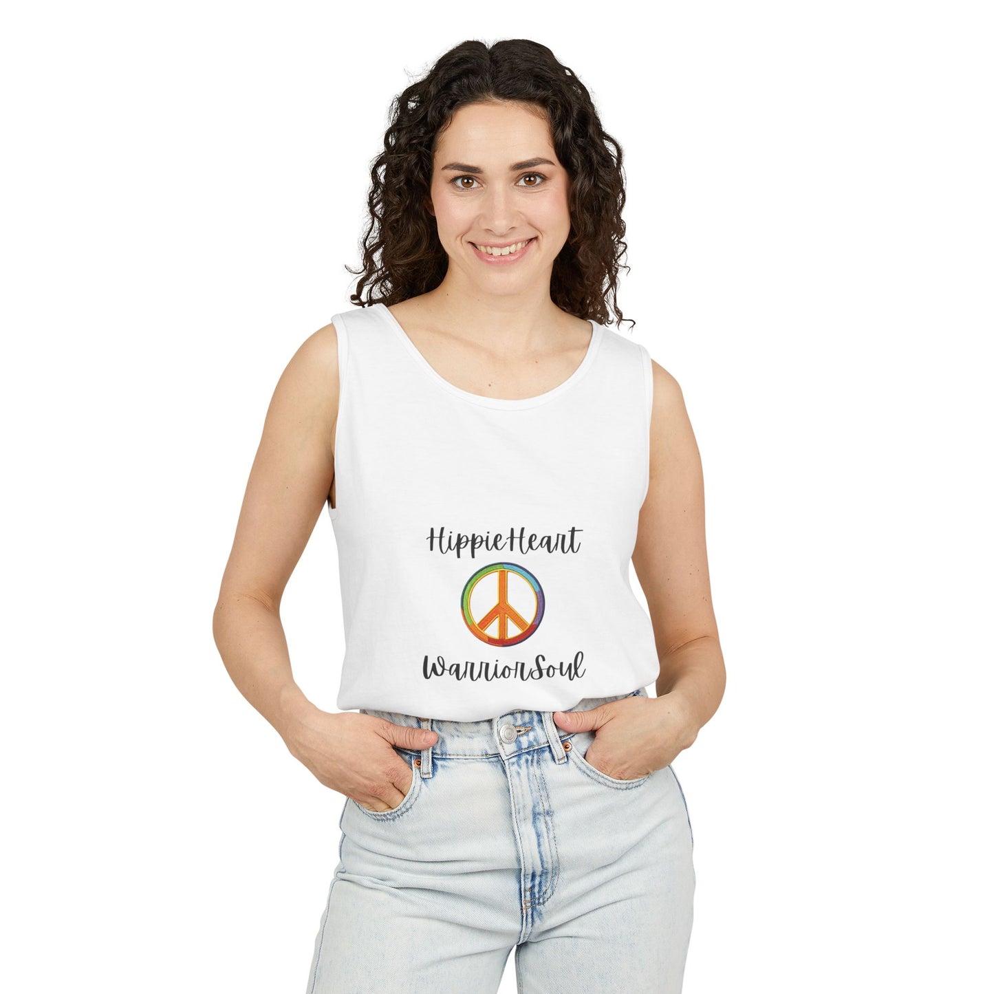 Hippie Heart Peace Tank Top, Unisex Summer Shirt, Boho Style Tee, Festival Wear, Gift for Peace Lovers