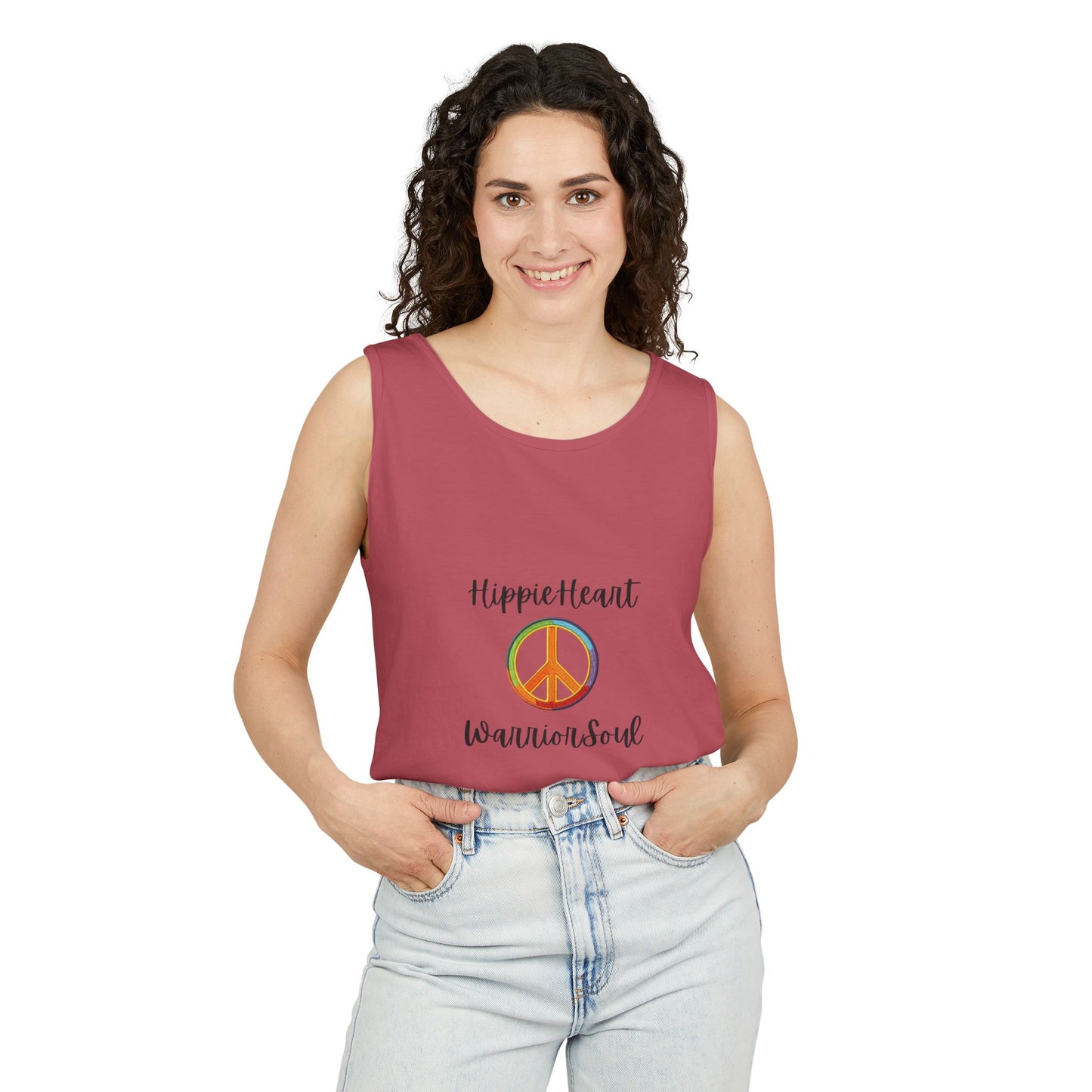 Hippie Heart Peace Tank Top, Unisex Summer Shirt, Boho Style Tee, Festival Wear, Gift for Peace Lovers