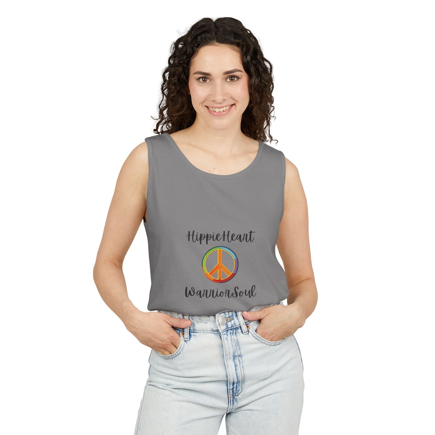 Hippie Heart Peace Tank Top, Unisex Summer Shirt, Boho Style Tee, Festival Wear, Gift for Peace Lovers