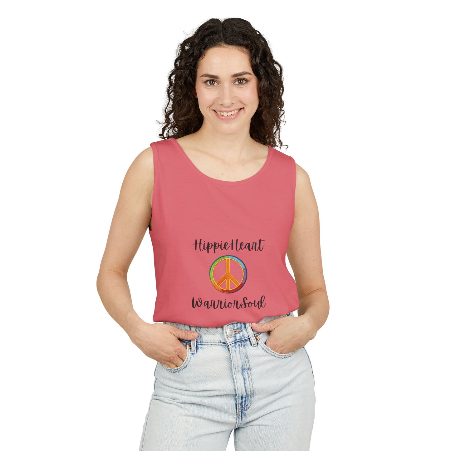 Hippie Heart Peace Tank Top, Unisex Summer Shirt, Boho Style Tee, Festival Wear, Gift for Peace Lovers