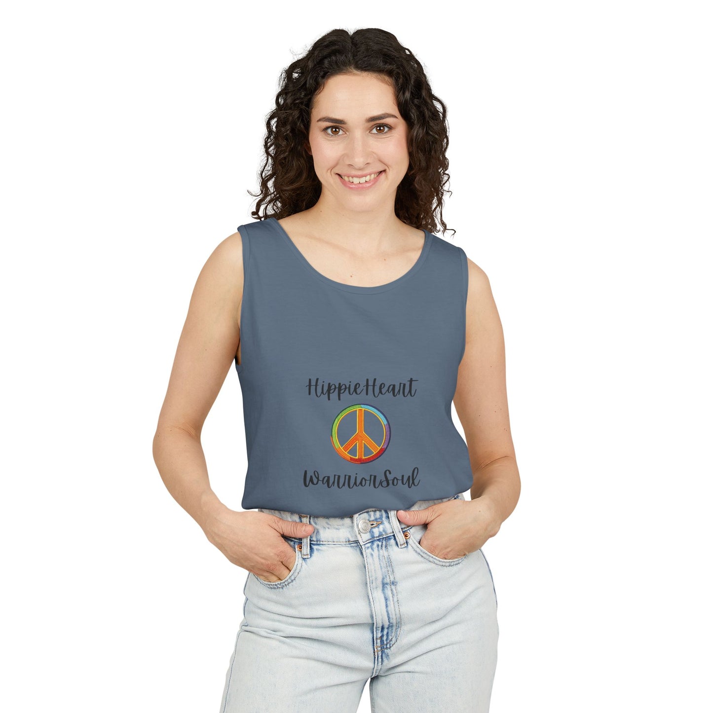 Hippie Heart Peace Tank Top, Unisex Summer Shirt, Boho Style Tee, Festival Wear, Gift for Peace Lovers