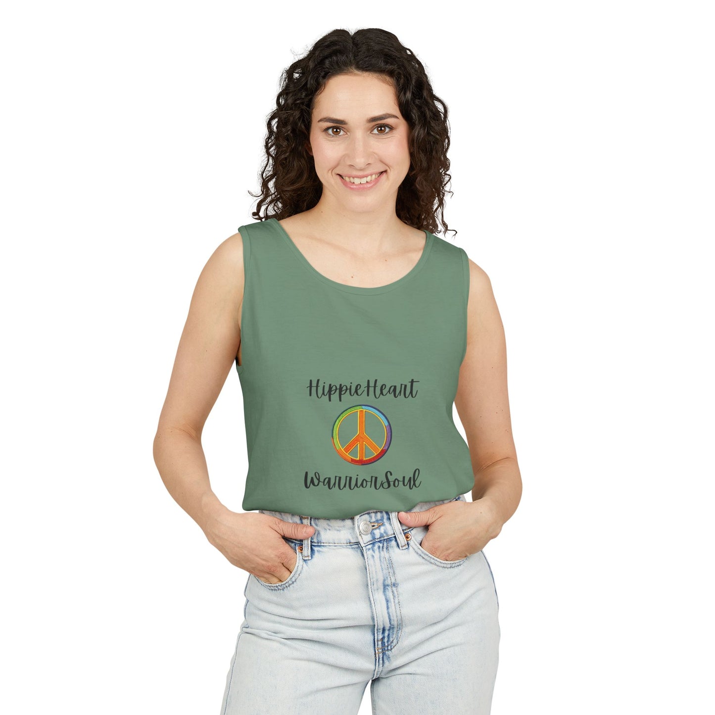 Hippie Heart Peace Tank Top, Unisex Summer Shirt, Boho Style Tee, Festival Wear, Gift for Peace Lovers