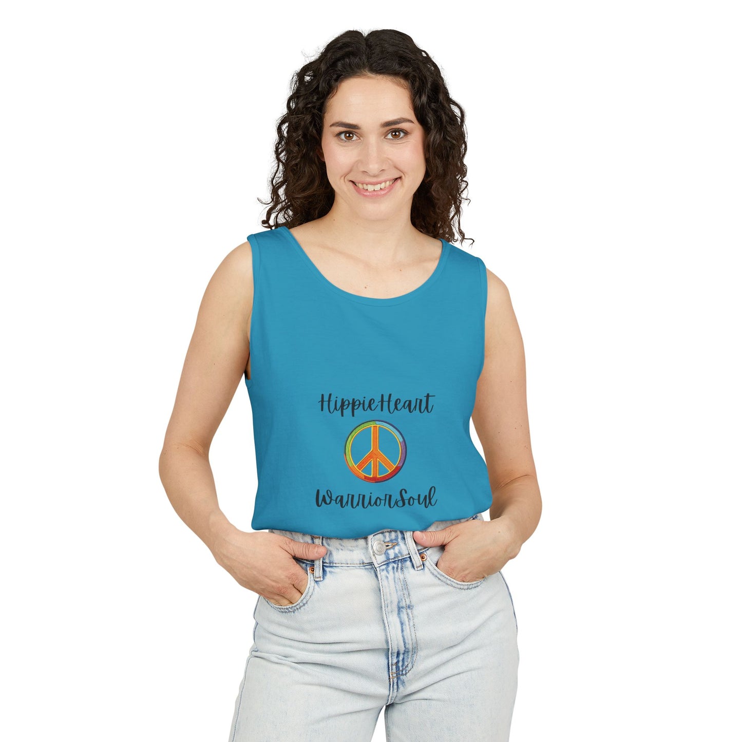 Hippie Heart Peace Tank Top, Unisex Summer Shirt, Boho Style Tee, Festival Wear, Gift for Peace Lovers