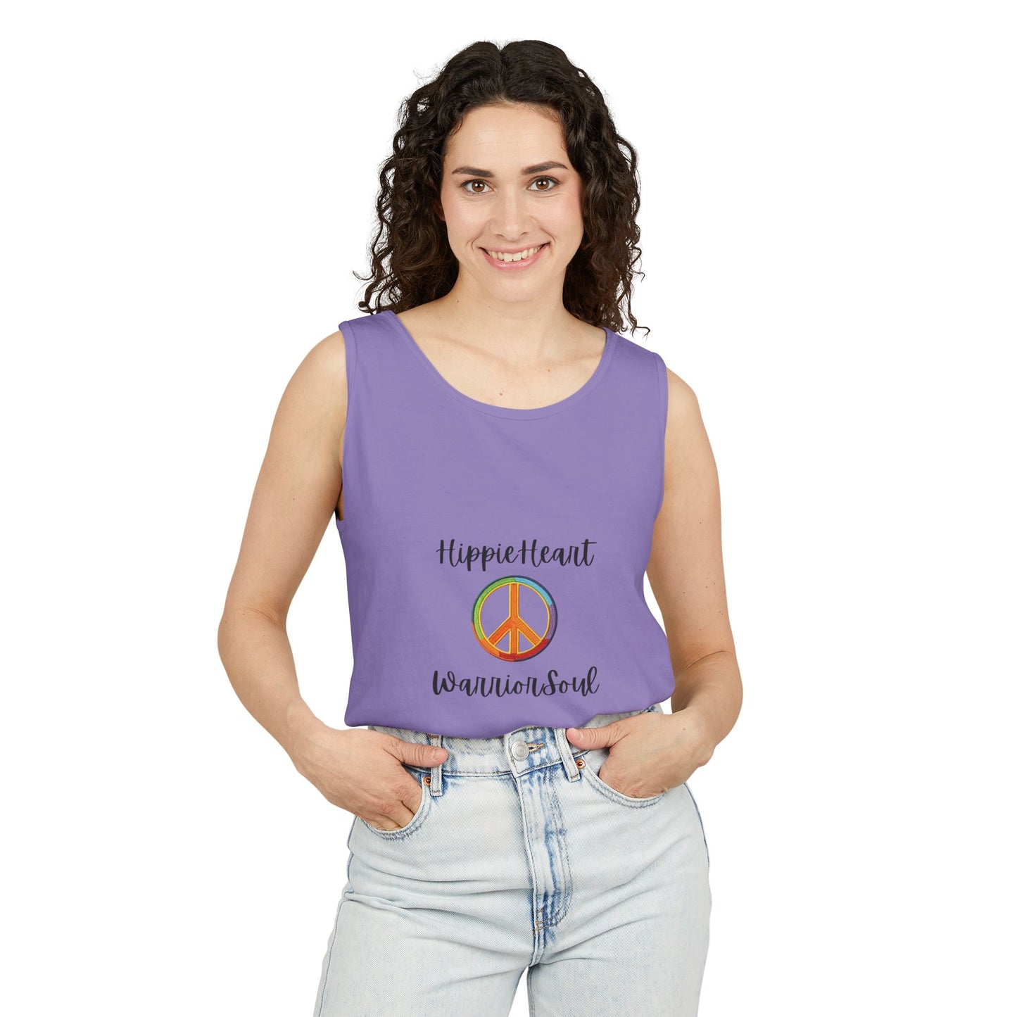 Hippie Heart Peace Tank Top, Unisex Summer Shirt, Boho Style Tee, Festival Wear, Gift for Peace Lovers