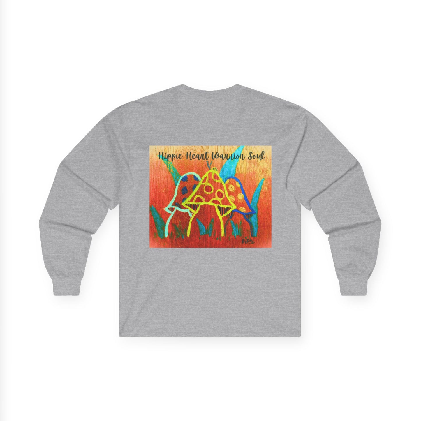 Unisex Long Sleeve Tee with 'Hippie Heart, Warrior Soul' Design | Perfect for Casual Wear, Gifts, Festivals, and Self-Expression