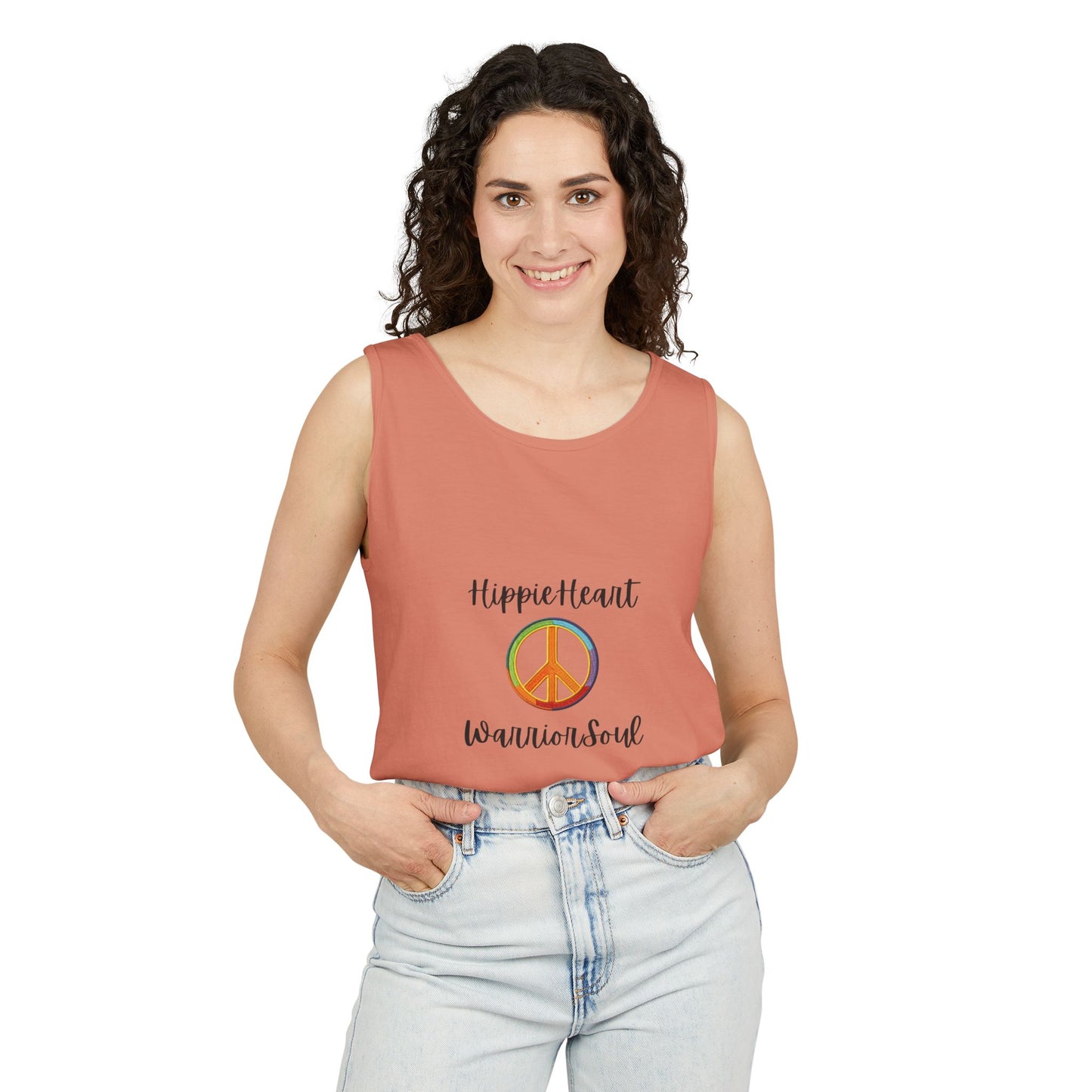 Hippie Heart Peace Tank Top, Unisex Summer Shirt, Boho Style Tee, Festival Wear, Gift for Peace Lovers