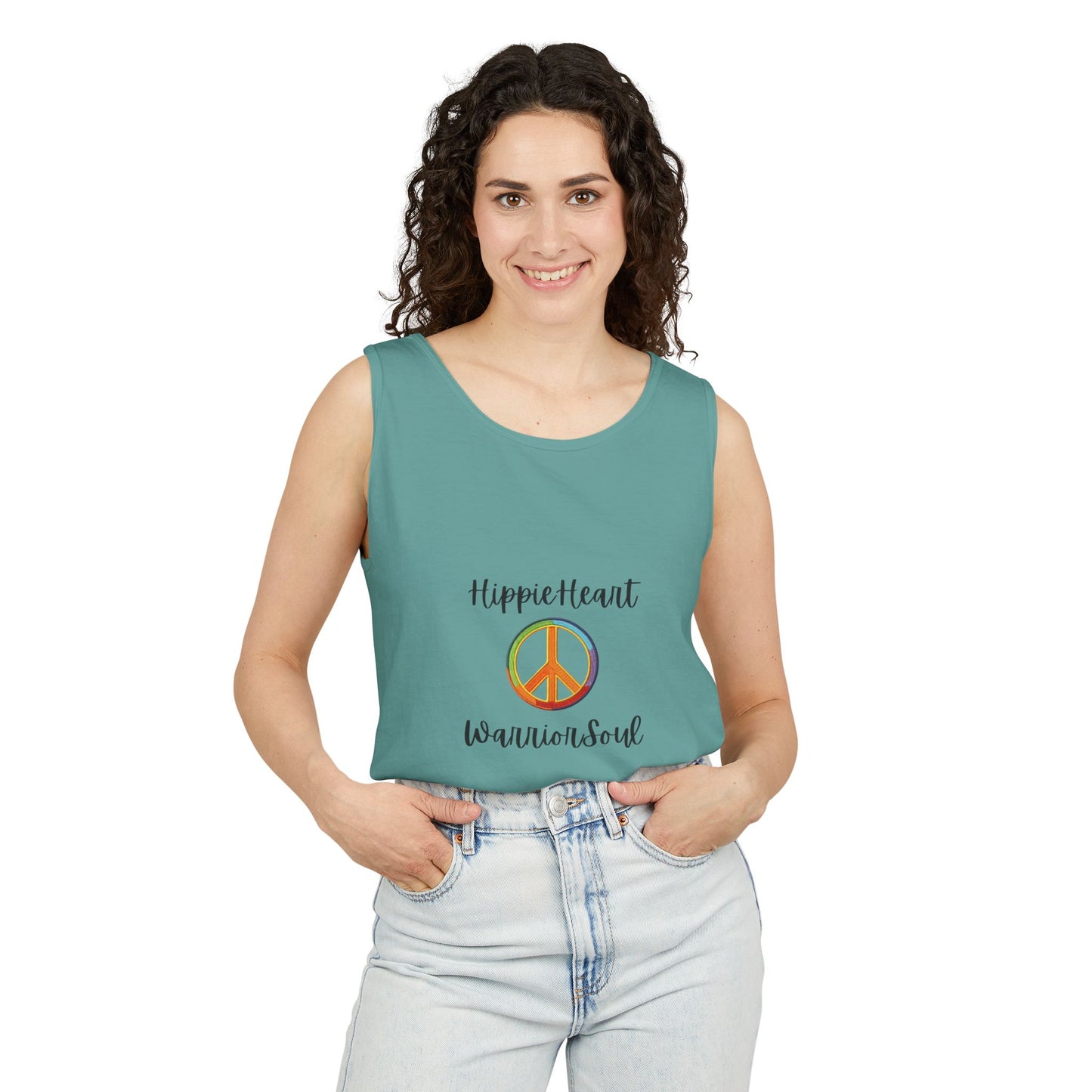 Hippie Heart Peace Tank Top, Unisex Summer Shirt, Boho Style Tee, Festival Wear, Gift for Peace Lovers