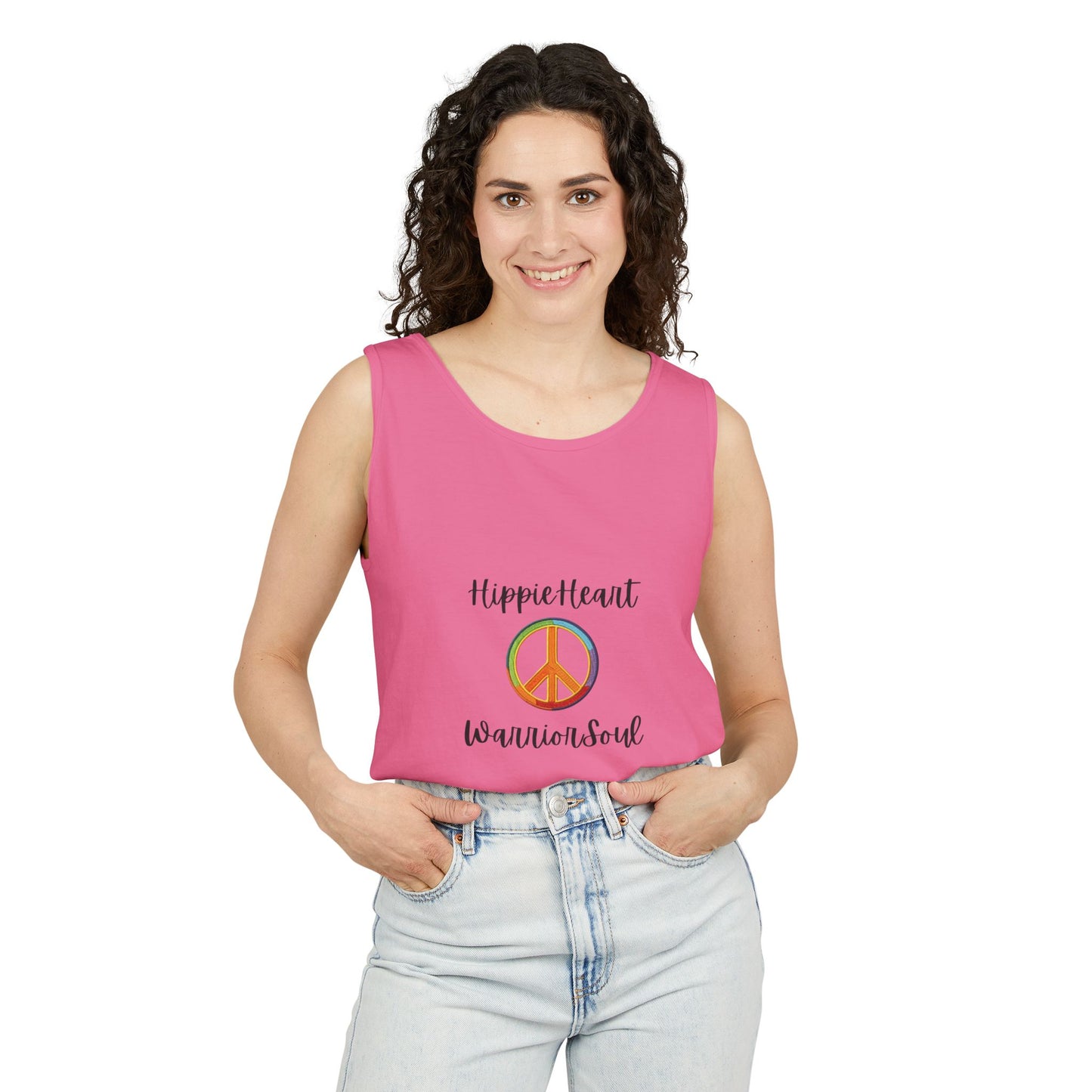 Hippie Heart Peace Tank Top, Unisex Summer Shirt, Boho Style Tee, Festival Wear, Gift for Peace Lovers