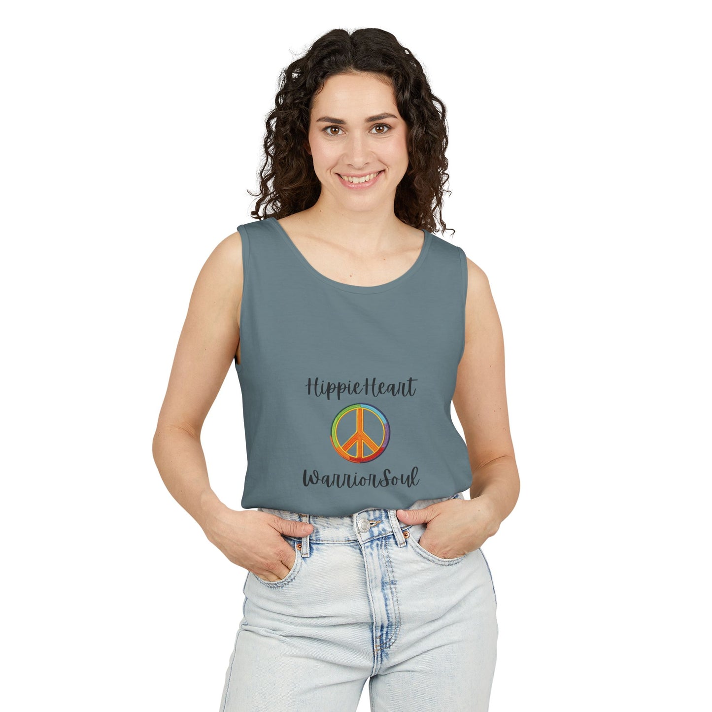 Hippie Heart Peace Tank Top, Unisex Summer Shirt, Boho Style Tee, Festival Wear, Gift for Peace Lovers