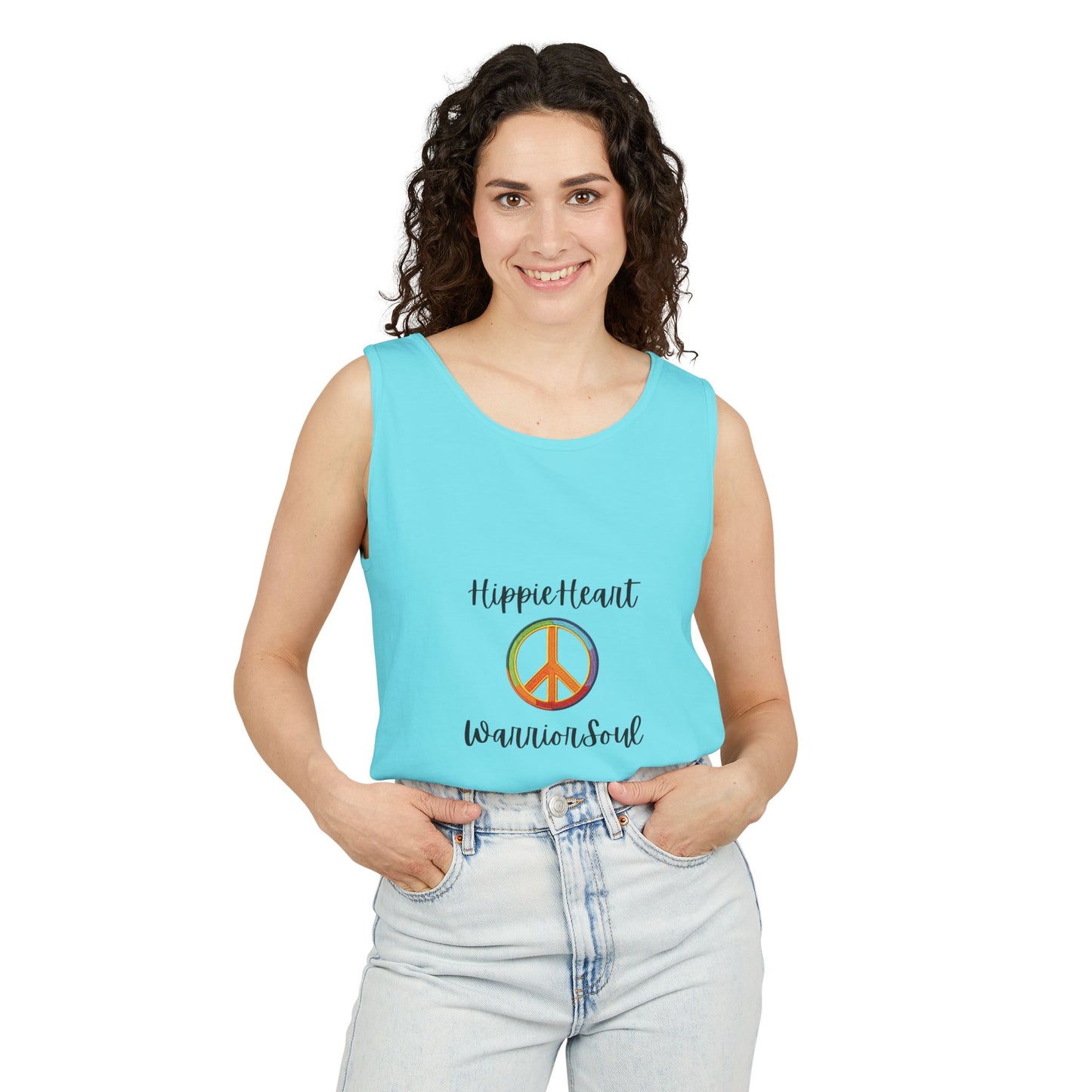 Hippie Heart Peace Tank Top, Unisex Summer Shirt, Boho Style Tee, Festival Wear, Gift for Peace Lovers