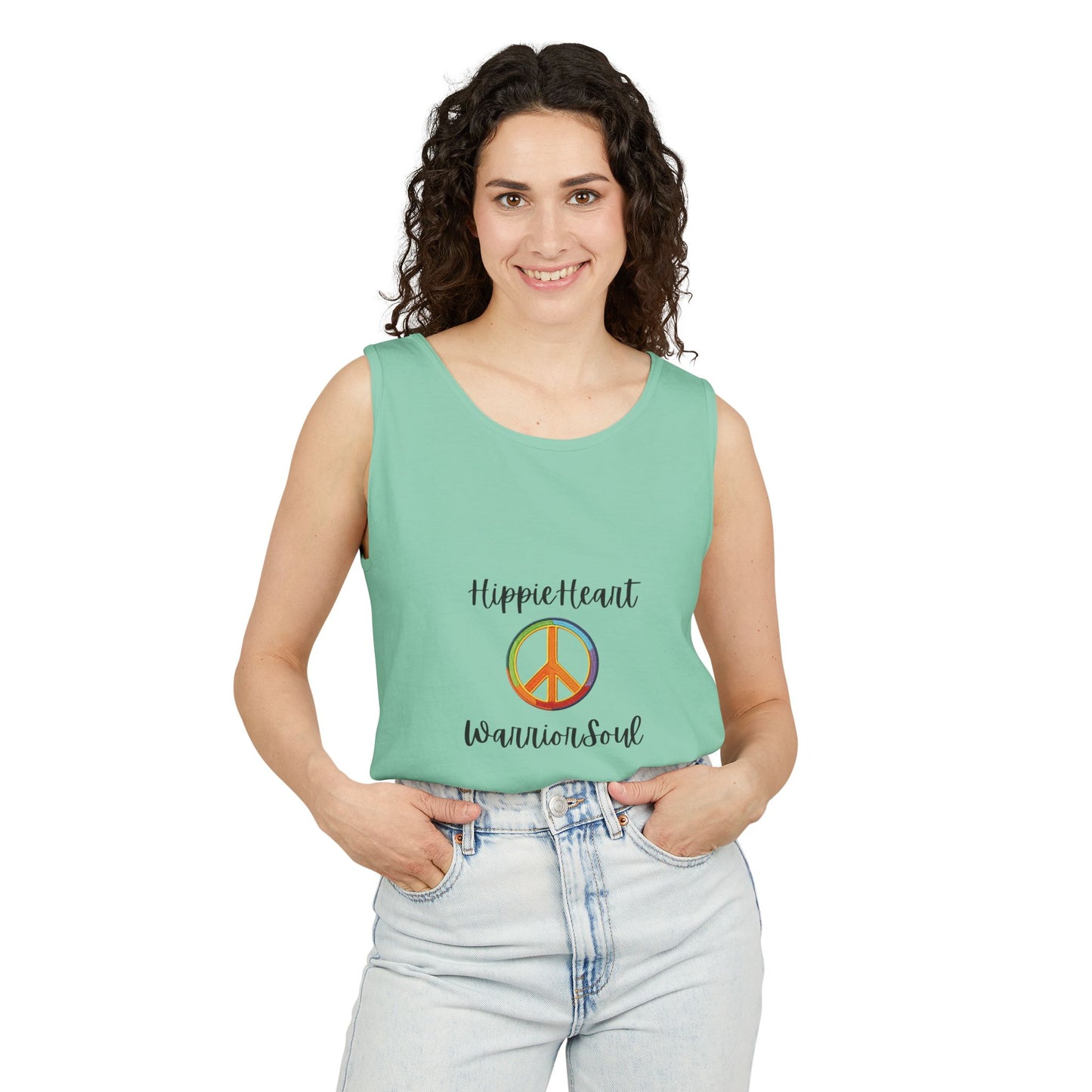 Hippie Heart Peace Tank Top, Unisex Summer Shirt, Boho Style Tee, Festival Wear, Gift for Peace Lovers